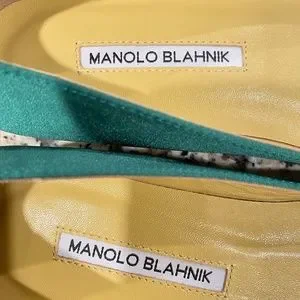 Manolo Blahnik Shoes Manolo Blahnik Hangisi Green Satin Flat